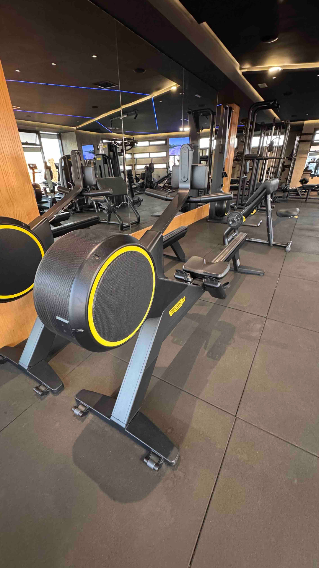 Rameur Technogym dans la zone musculation